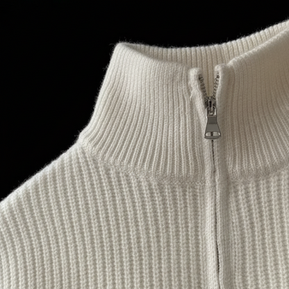 Ribbed Half-Zip Wool Sweater