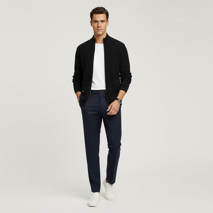 Chaqueta de punto acanalada con cremallera