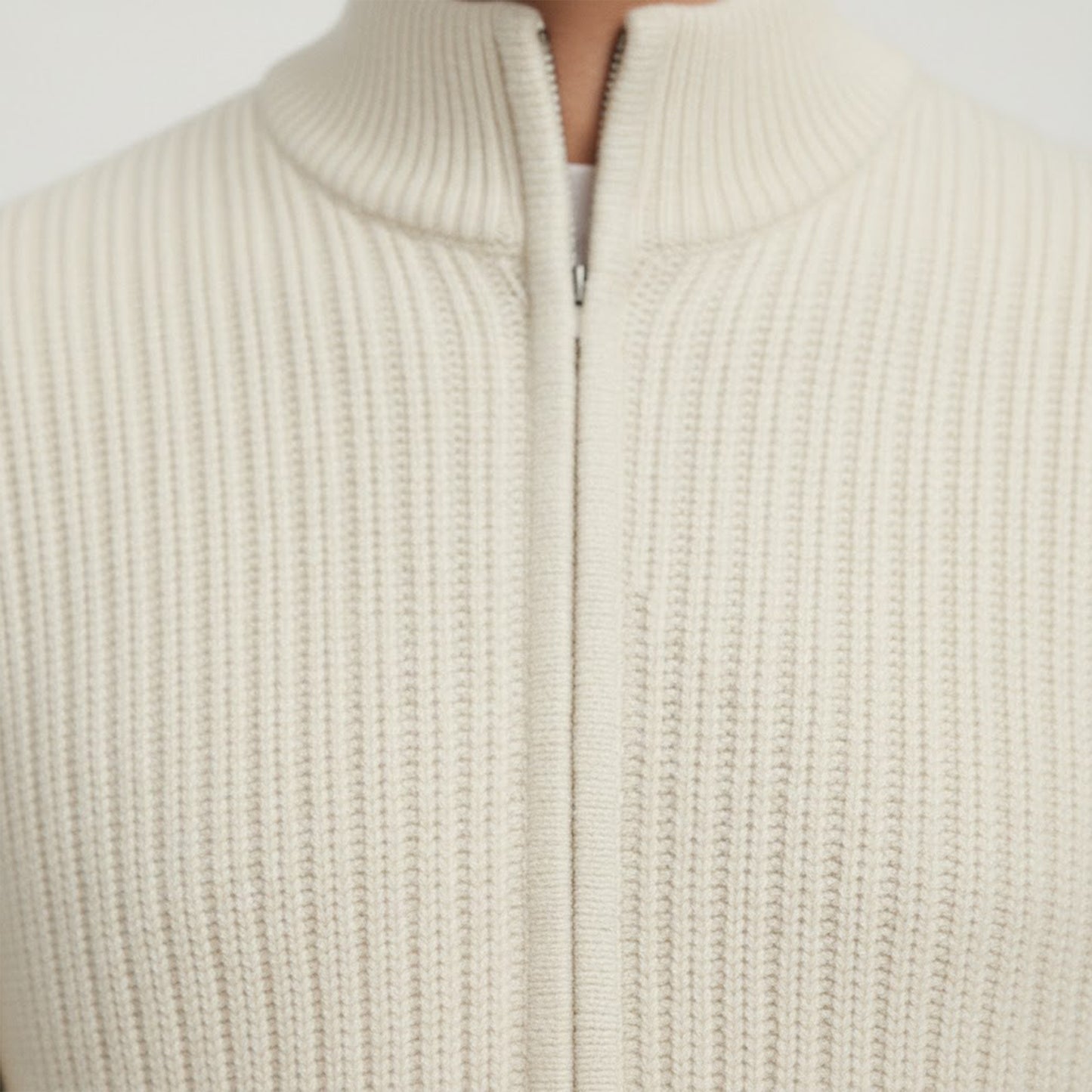 Chaqueta de punto acanalada con cremallera