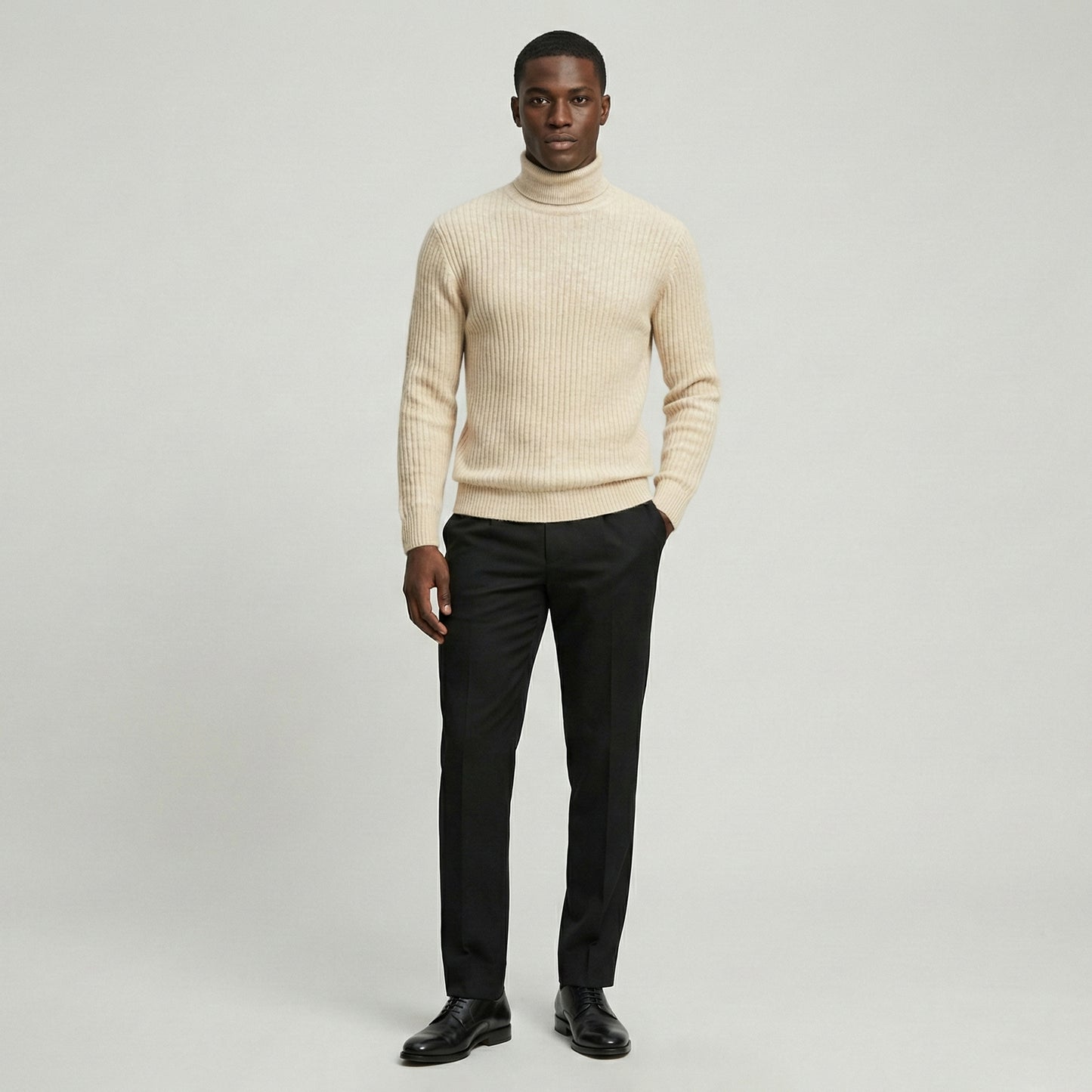 Ribbed Knit Turtleneck Sweater