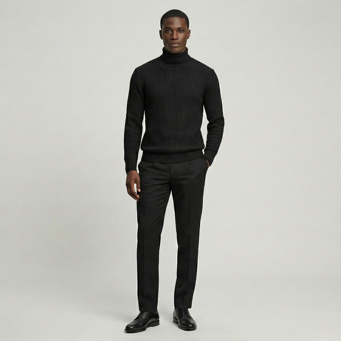 Ribbed Knit Turtleneck Sweater