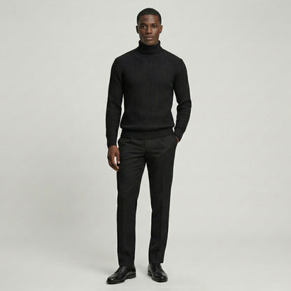 Ribbed Knit Turtleneck Sweater