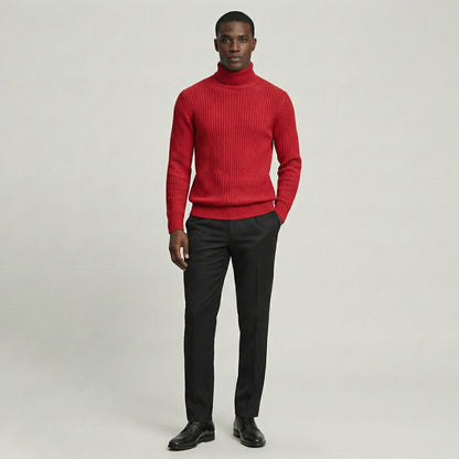 Ribbed Knit Turtleneck Sweater
