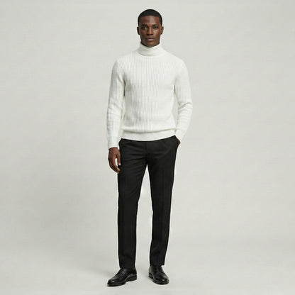 Ribbed Knit Turtleneck Sweater