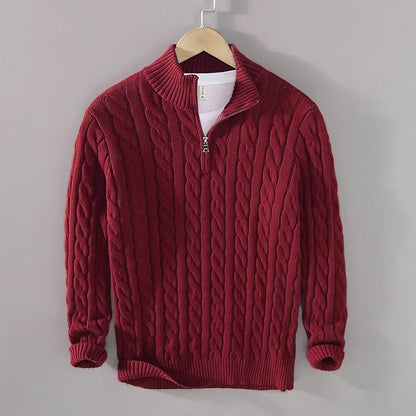 Cable Knit Quarter-Zip Sweater