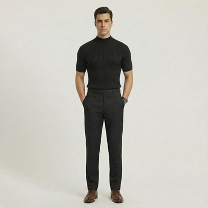 Jersey de cuello alto de punto de manga corta