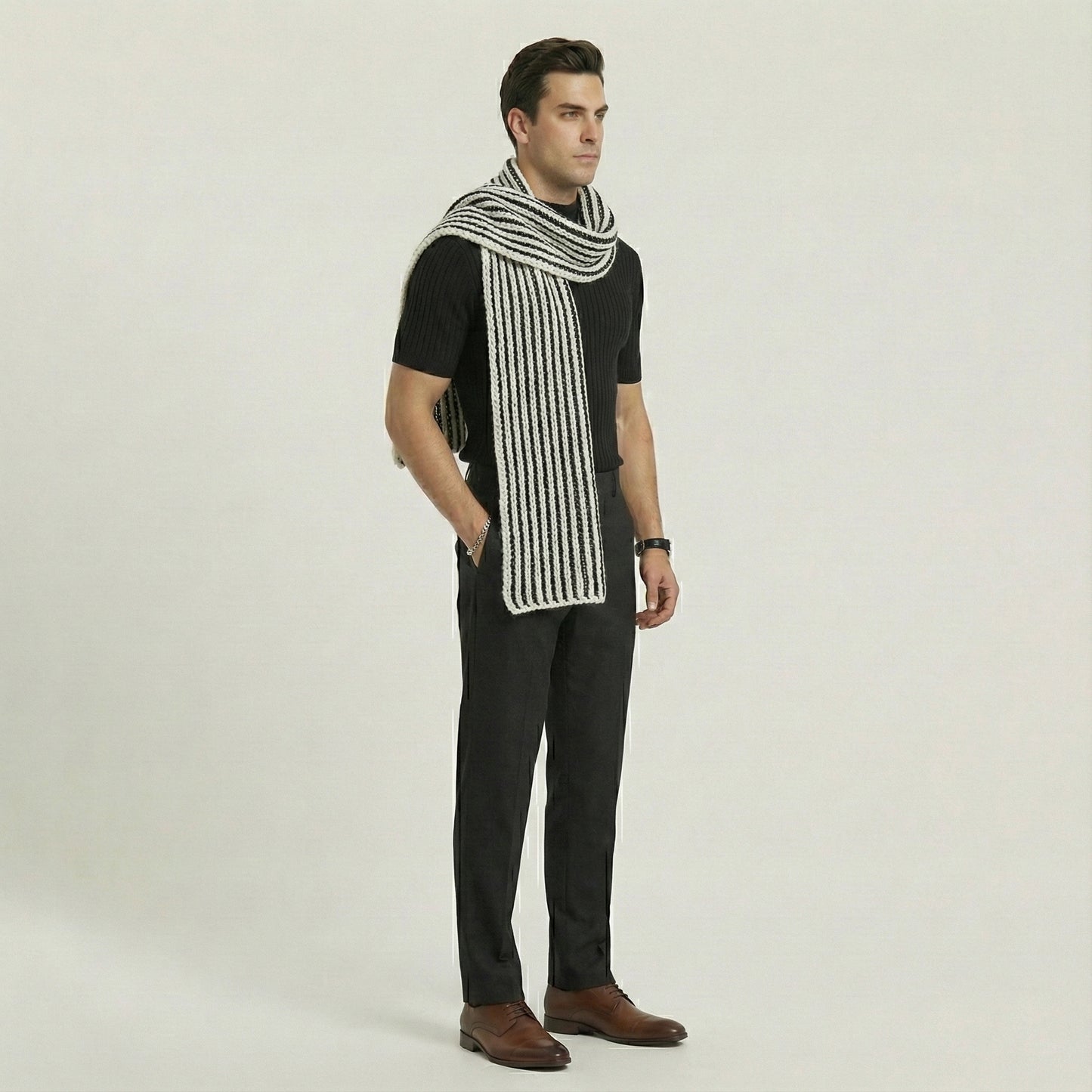 Jersey de cuello alto de punto de manga corta