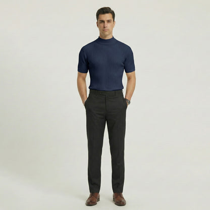 Jersey de cuello alto de punto de manga corta