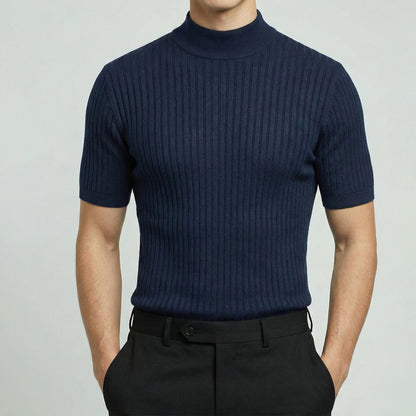 Jersey de cuello alto de punto de manga corta