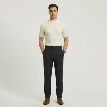 Jersey de cuello alto de punto de manga corta