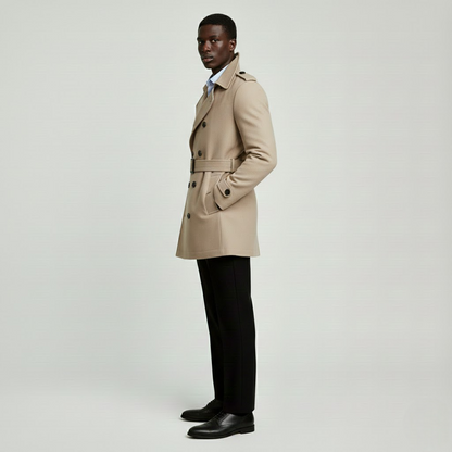 Slim-Fit Double-Breasted Trench Coat