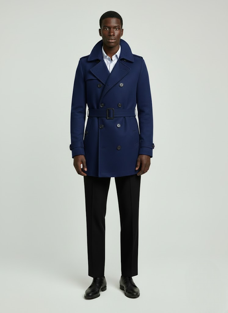 Slim-Fit Double-Breasted Trench Coat