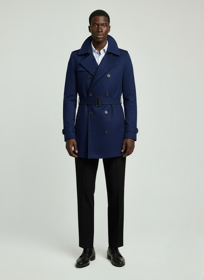 Slim-Fit Double-Breasted Trench Coat