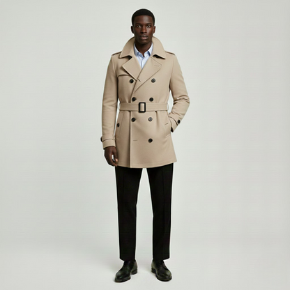 Slim-Fit Double-Breasted Trench Coat