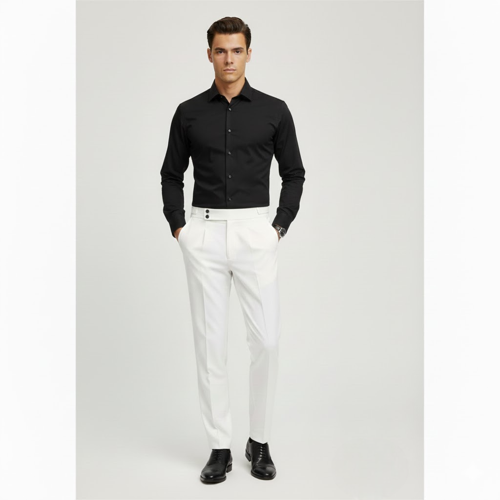White Riviera Pleated Trousers