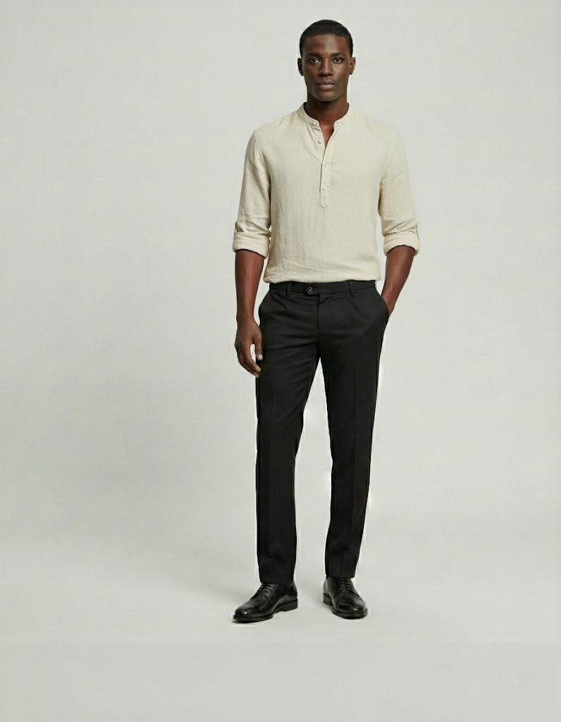 Ivory Linen Grandad Shirt