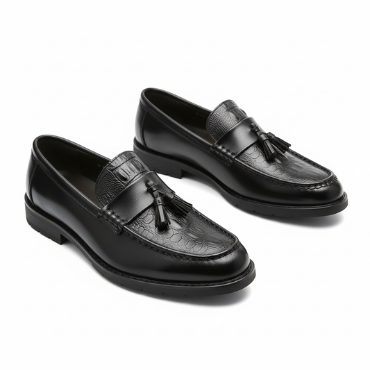 Croco Leather Tassel Loafers