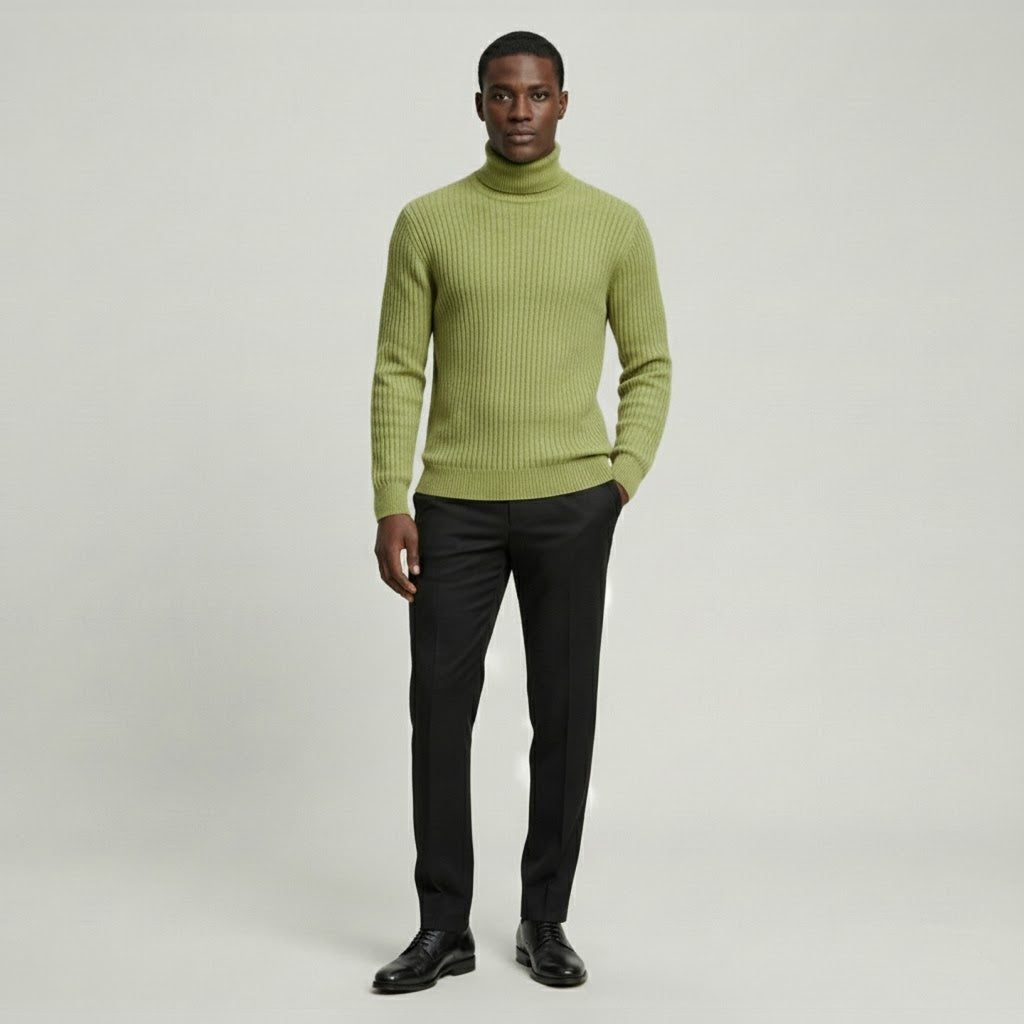 Ribbed Knit Turtleneck Sweater