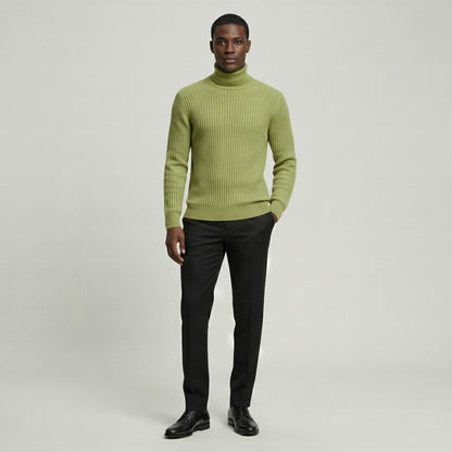 Ribbed Knit Turtleneck Sweater