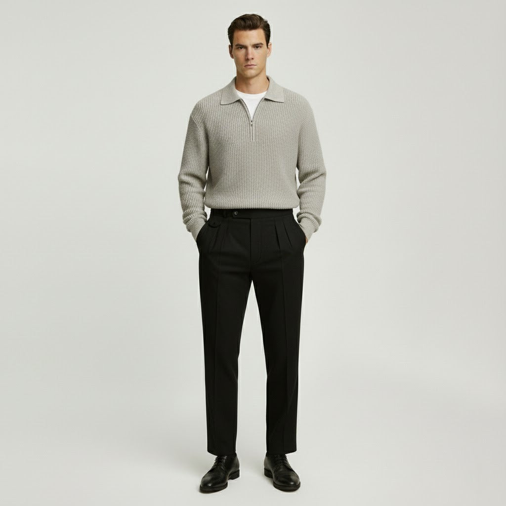 Ribbed Quarter-Zip Sweater