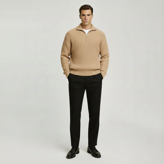 Ribbed Quarter-Zip Sweater