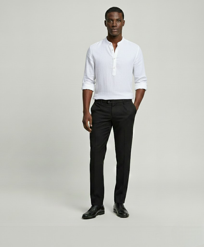 Ivory Linen Grandad Shirt